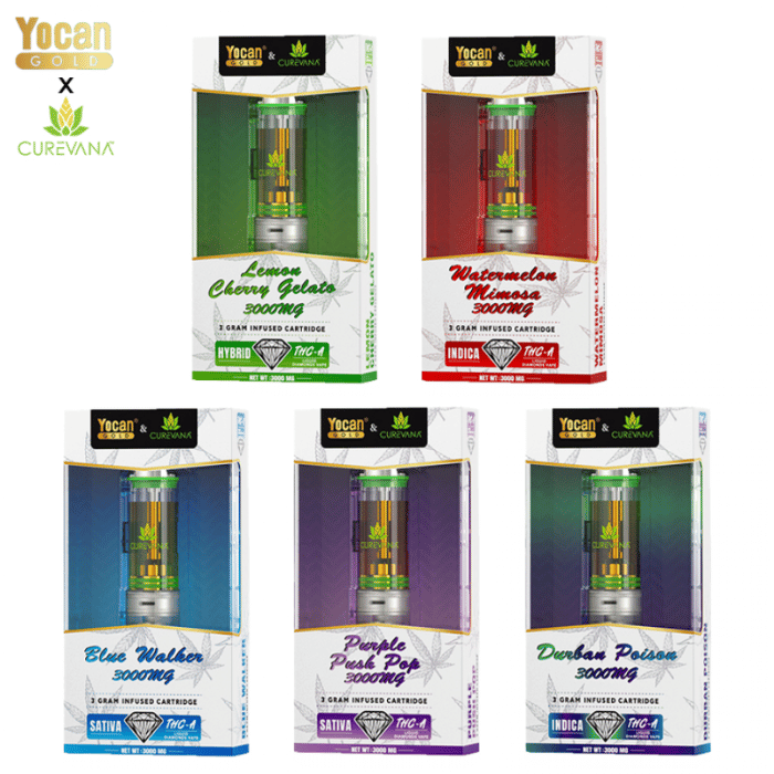 Yocan Gold X Curevana THC-A Liquid Diamond Vape Cartridge 3GM/5CT/Display